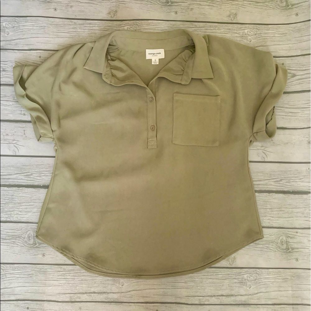 Orange creek olive green button down top-small